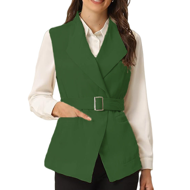 Damen modischer taillierter Blazer mit großen Taschen und Gürtel EB