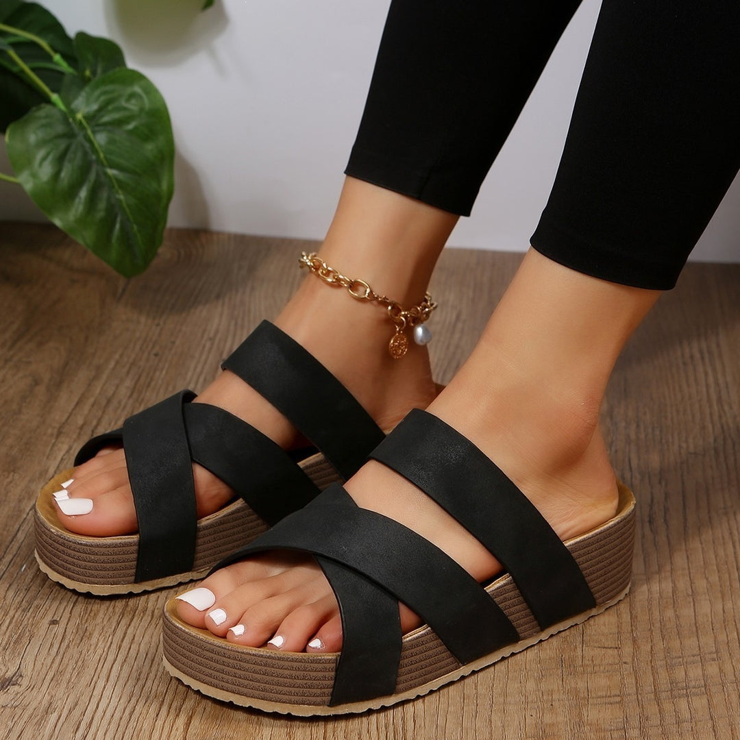Damen modische Wedge-Sandalen mit geflochtenem Design und komfortabler Innensohle EB