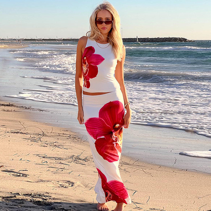 Damen Maxikleid mit floralem Design und figurbetontem Schnitt EB