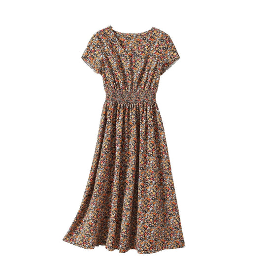 Damen Sommerliches Midikleid mit elastischem Bund und floralen Mustern EB