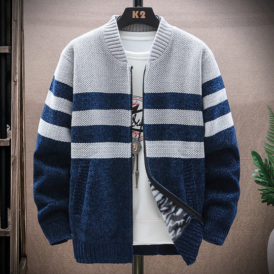 Herren lässige Strickjacke im modernen Streifenlook EB