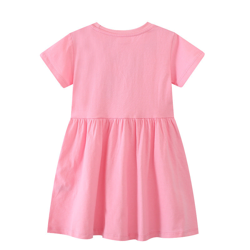Mädchen Kurzarm Kleid mit bezauberndem Einhorn-Design EB