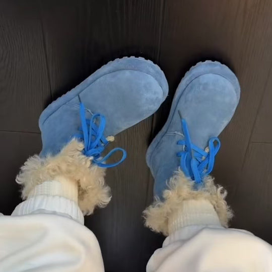 Damen Fleecegefütterte Winterboots mit rutschfester Sohle und modernem Design EB