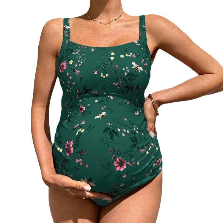 Damen Schwangerschaftsbadeanzug mit dekorativem Blumenmuster EB
