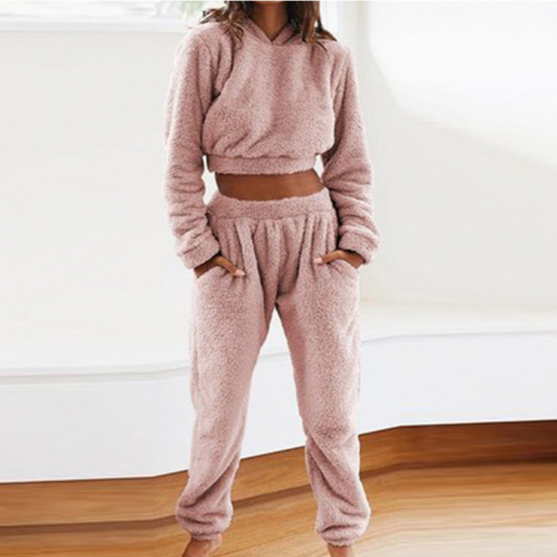 Damen kuscheliges Lounge-Set aus weichem Fleece EB