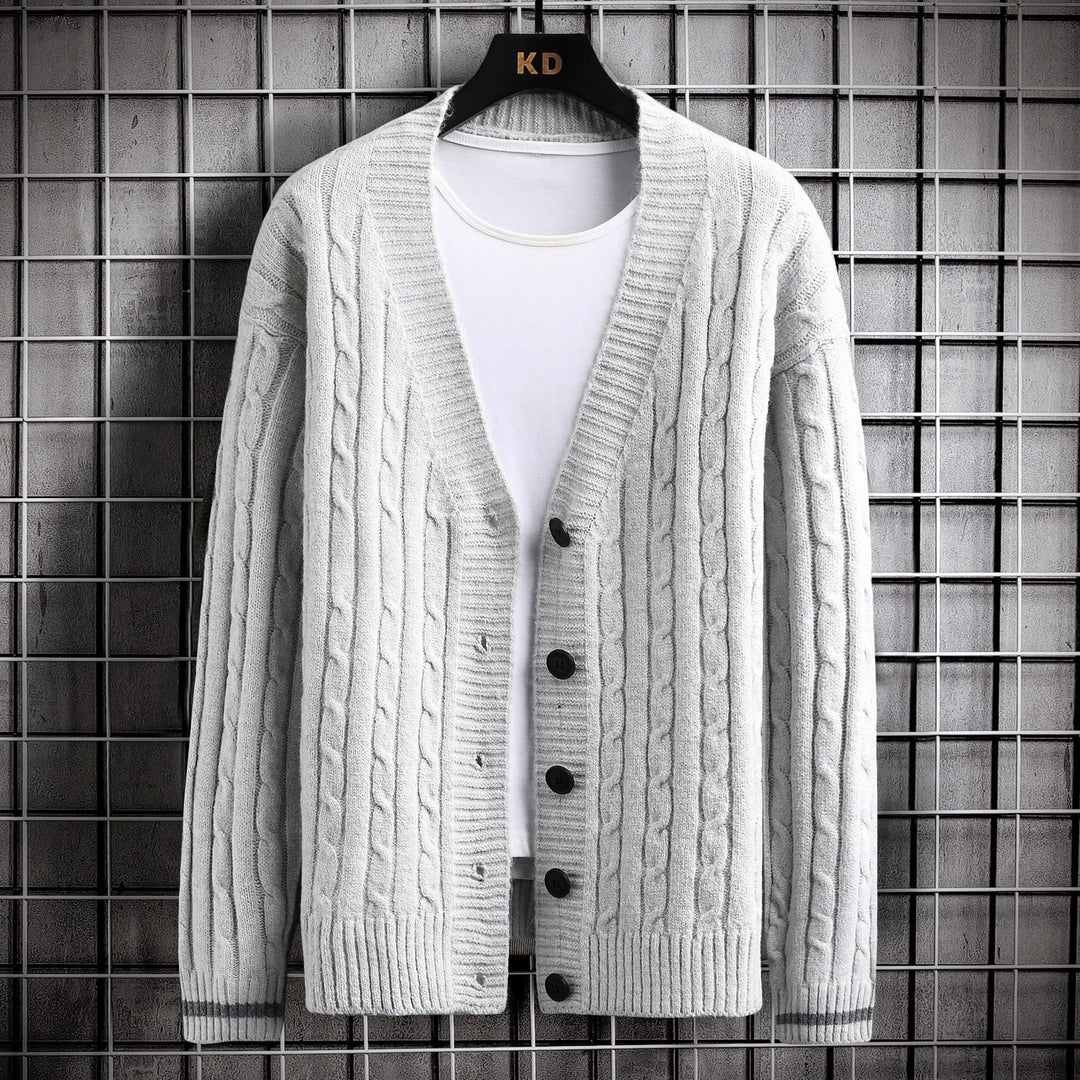 Damen Strickjacke mit Zopfmuster und Knopfdetails EB