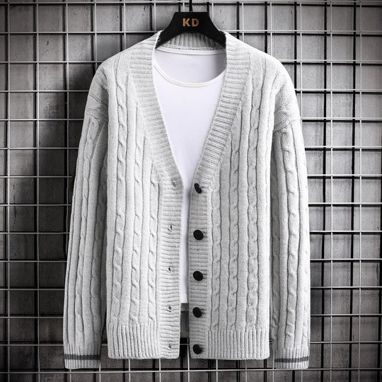 Damen Strickjacke mit Zopfmuster und Knopfdetails EB