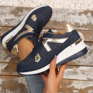 Damen Sportliche Sneakers mit schimmerndem Akzent EB