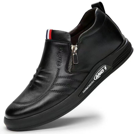 Herren Elegante und komfortable Leder-Slipper mit Reißverschluss EB