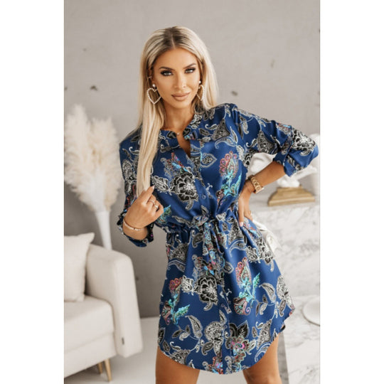 Damen Bedrucktes Utility Shirt Kleid EB