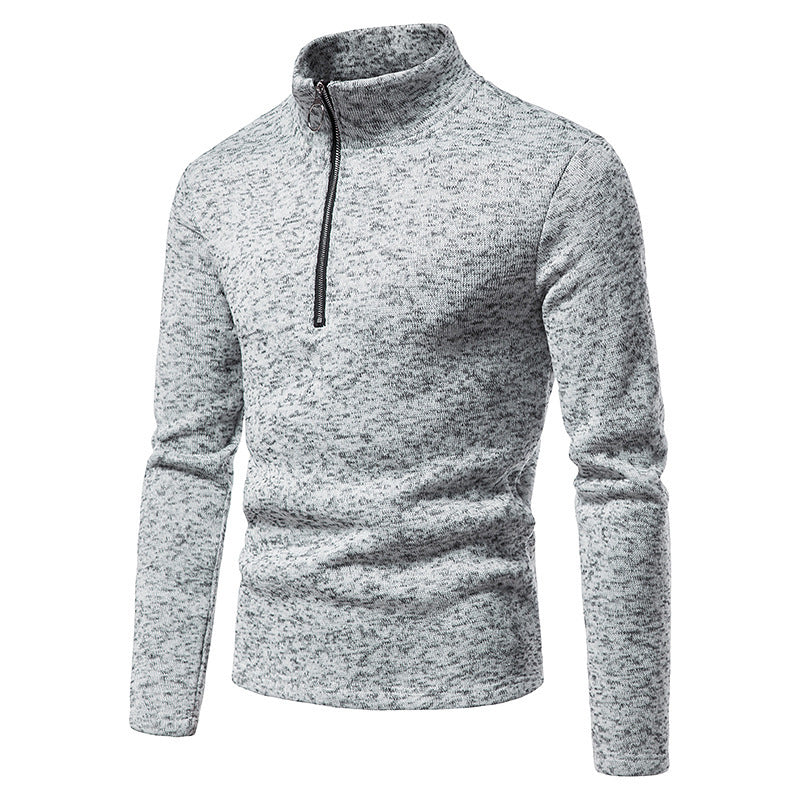 Herren Fleecepullover mit Stehkragen und innovativem Reißverschluss EB