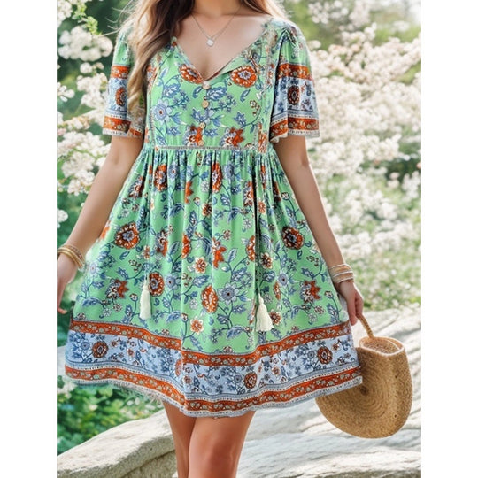 Damen Blühendes Sommerkleid mit Volant EB