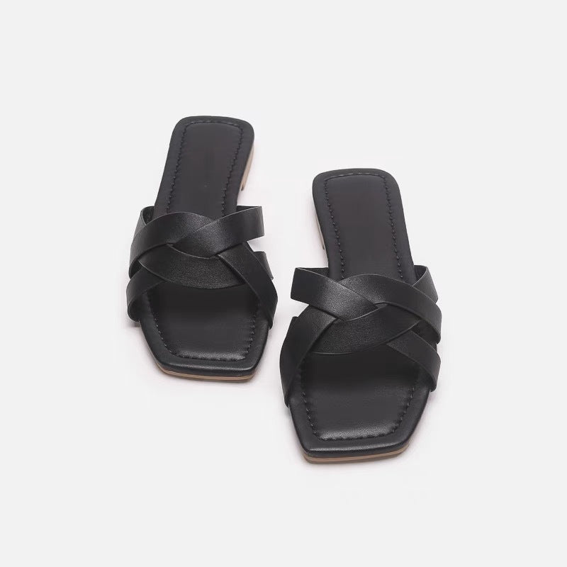 Damen elegante Riemensandalen mit geflochtenem Design EB