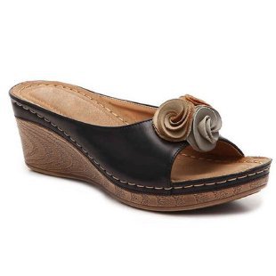 Damen Wedge-Pantoletten mit floralen Akzenten und gepolsterter Sohle EB