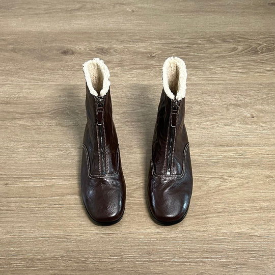 Damen gefütterte Winterstiefel mit modischem Reißverschluss und kuscheligem Kragen EB