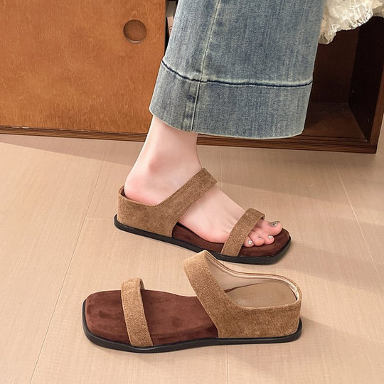Damen elegante diagonale Riemensandalen mit komfortablem Fußbett EB