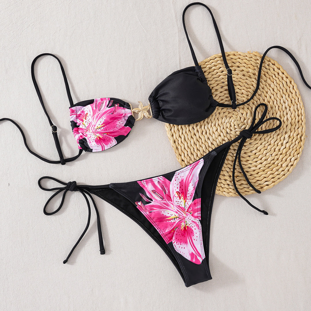 Damen Push-Up Bikini mit glamourösem Gold-Detail EB