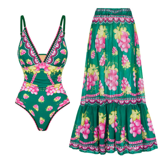 Damen Stylish Elegantes Badeanzug- und Rockset EB
