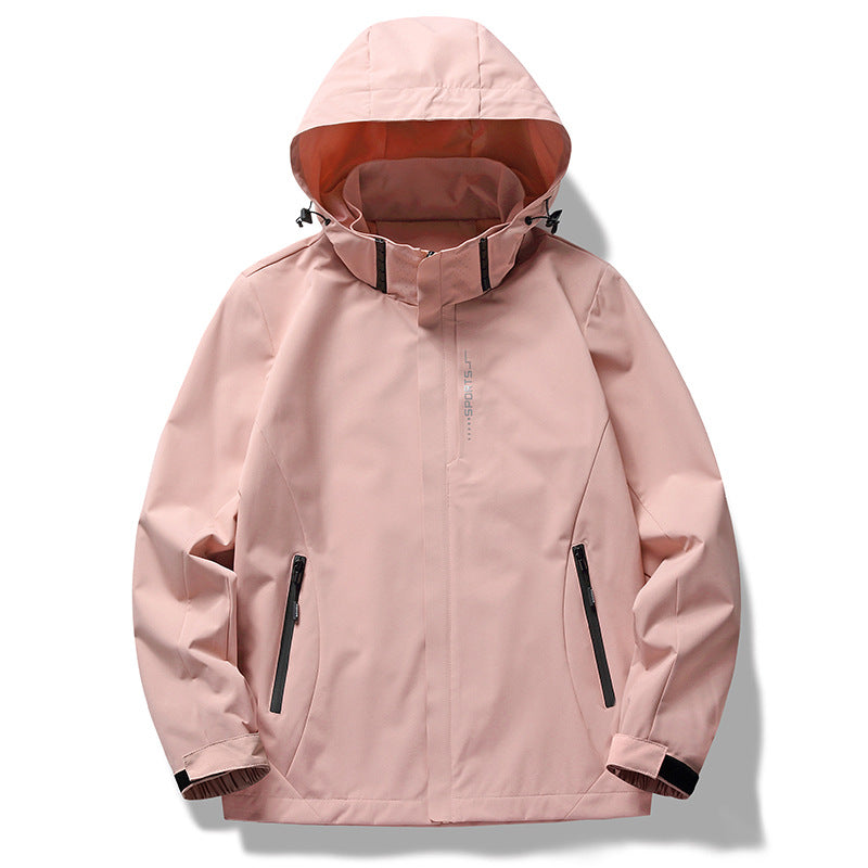 Damen wetterfeste Funktionsjacke mit verstellbarer Kapuze und atmungsaktiven Materialien EB