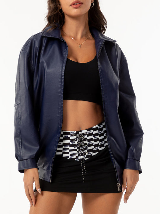 Damen nan leichte Satin Bomberjacke mit Reißverschluss und lockerer Passform EB