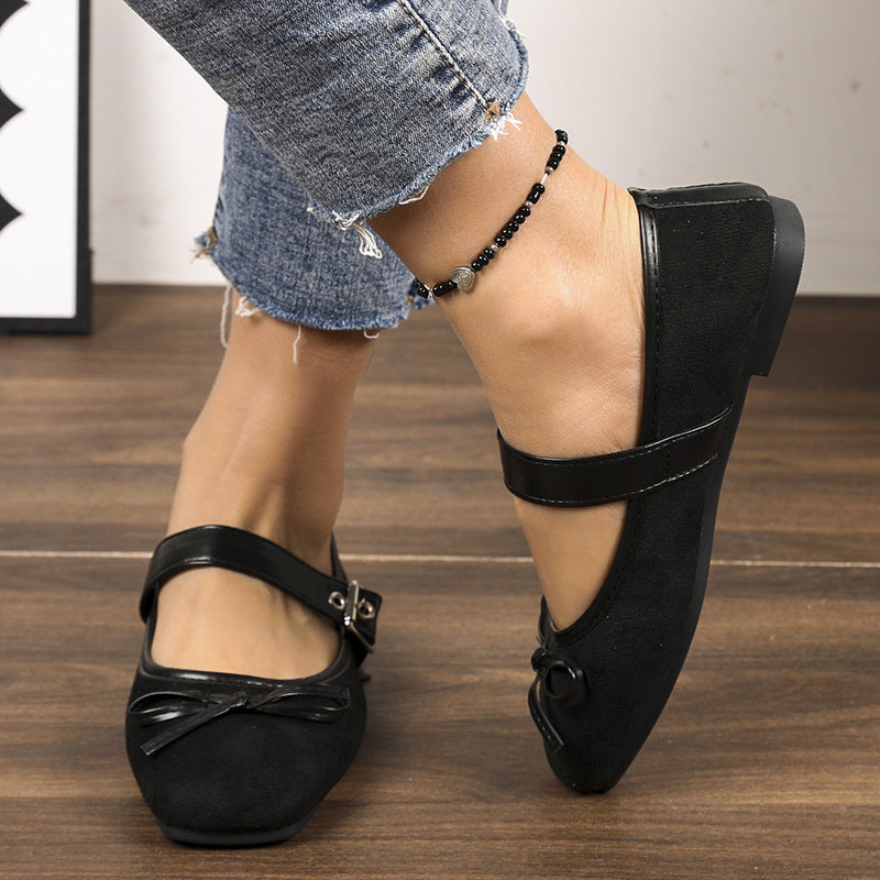 Damen  Ballerinas mit Leopardenmuster, verstellbarem Mary-Jane-Riemen und dekorativer Schleife EB