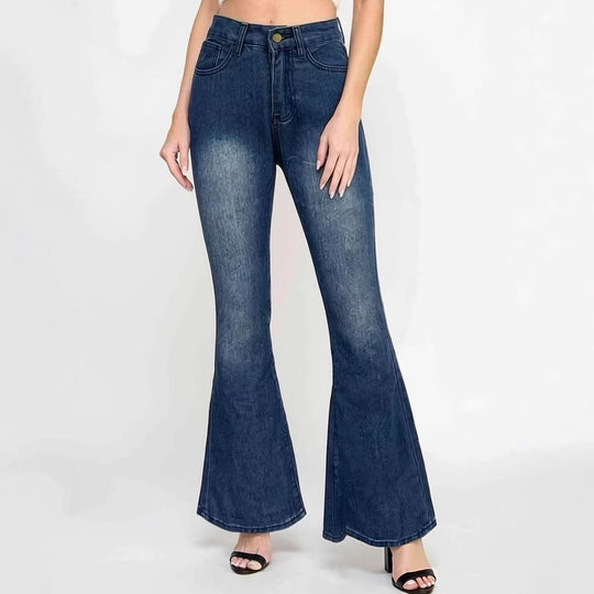 Damen Flared Jeans mit hohem Bund und einzigartigem Strukturdesign EB