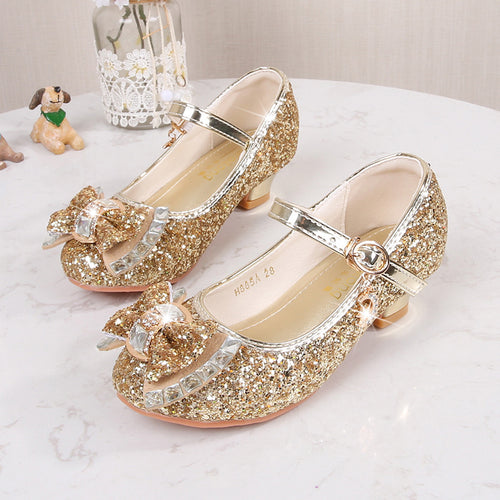 Mädchen Elegante Glitzer Ballerinas mit dekorativer Schleifen- und Strassapplikation EB
