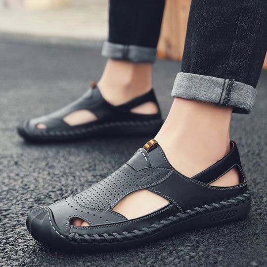 Herren Atmungsaktive Leder Freizeitschuhe mit rutschfester Sohle EB