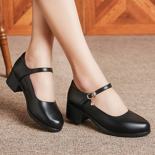 Damen Mary Jane Schuhe mit bequemem Blockabsatz und modischem Riemchen EB