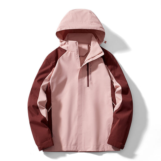Damen Leichte zweifarbige Softshelljacke mit Kapuze, atmungsaktivem Meshfutter und Brustreißverschluss EB