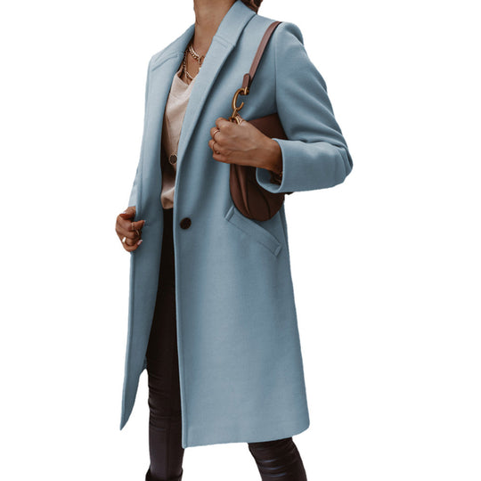 Damen Eleganter Wollmantel mit schmaler Silhouette und praktischen Taschen EB