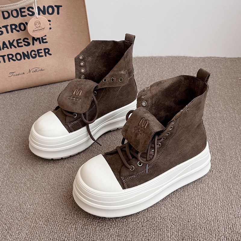 Damen Hochformat Sneakers mit modischem Veloursleder und robustem Plateau EB