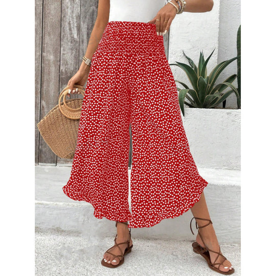 Damen Freizeithose mit weitem Bein und modernem Polka-Dot-Muster EB