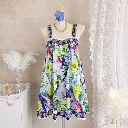 Damen luftiges Sommerkleid mit floralem Muster EB