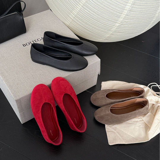 Damen Ballerinas aus hochwertigem Wildleder mit elastischem Rand EB