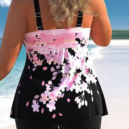 Damen Bade-Set mit floralem Oberteil und Shorts EB