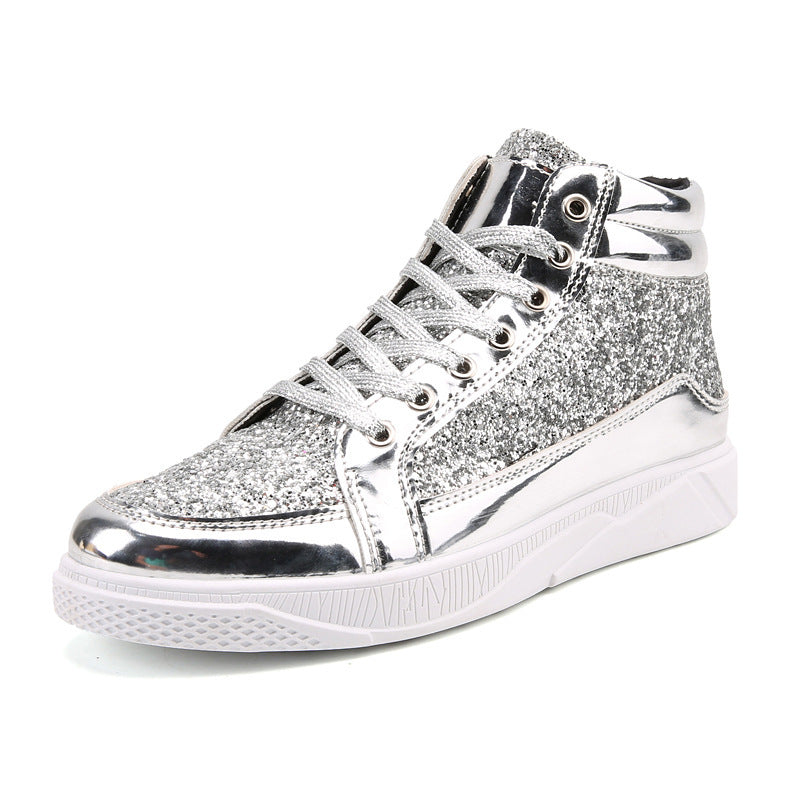 Damen Hochglänzende Sneaker mit glitzerndem Obermaterial und rutschfester Sohle EB