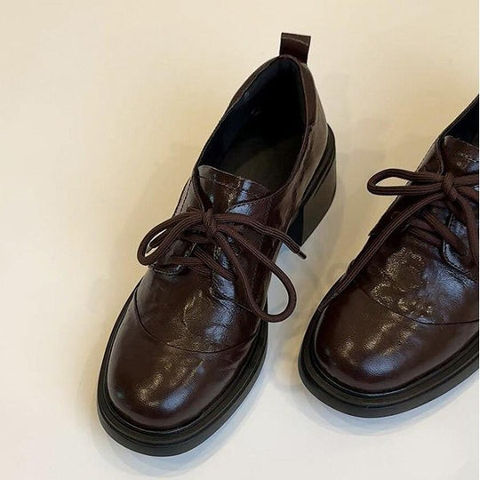 Damen Klassische Schnürschuhe mit komfortablem Blockabsatz EB