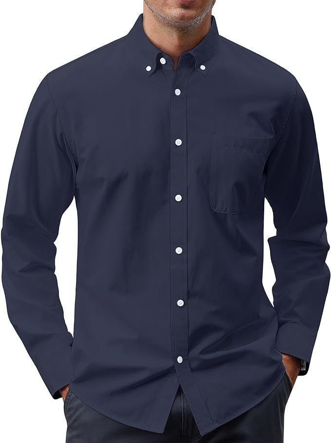 Herren nan Slim-Fit Oxford-Hemd mit Button-Down-Kragen, Brusttasche und elastischer Baumwollmischung EB