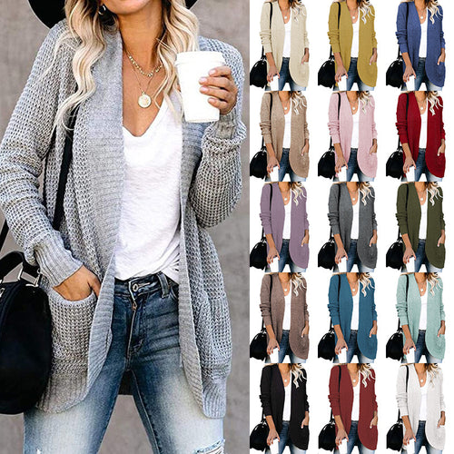 Damen Strickjacke mit luftiger Maschenstruktur und praktischen Taschen EB