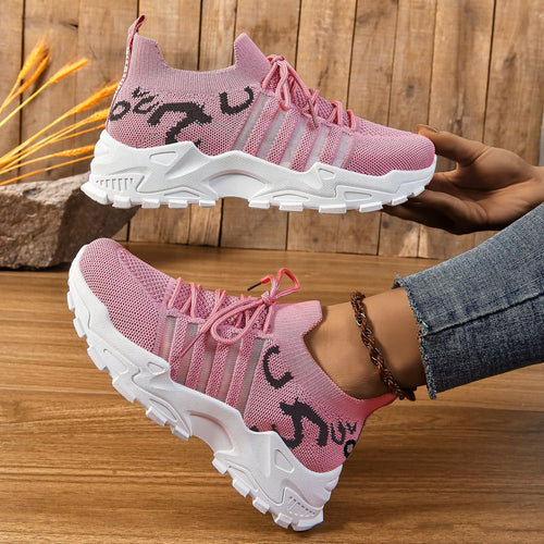 Damen Sportliche Sneakers mit elastischem Strickdesign EB
