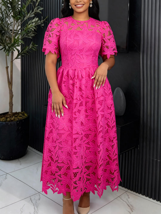 Damen Spitzen-Maxikleid mit floralem Design EB