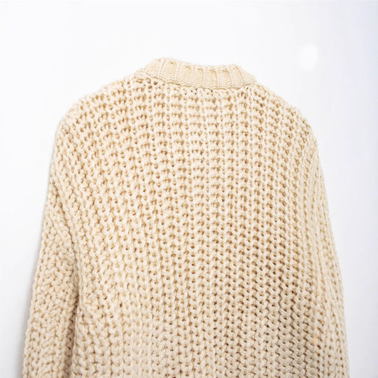 Damen kuschelige Strickjacke mit großen Knöpfen EB