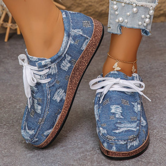 Damen Komfortable Freizeitschuhe mit lässigem Denim-Design EB