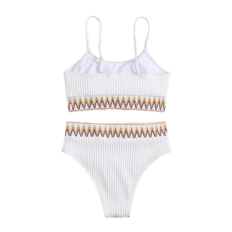 Damen integriertes Bikiniset mit geometrischem Muster EB