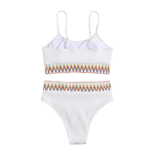 Damen integriertes Bikiniset mit geometrischem Muster EB