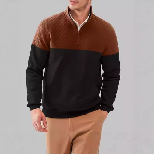 Herren Sportiver Pullover mit Stehkragen und Taschen EB