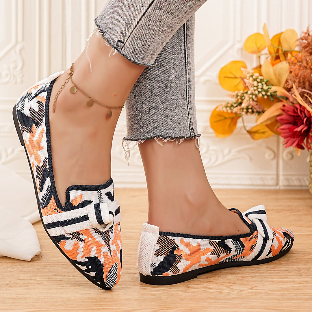 Damen Ballerinas mit modischem Knoten-Design und grafischem Muster EB