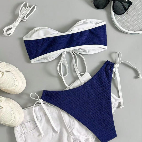 Damen Bandeau-Bikini mit verspielten Raffungselementen EB