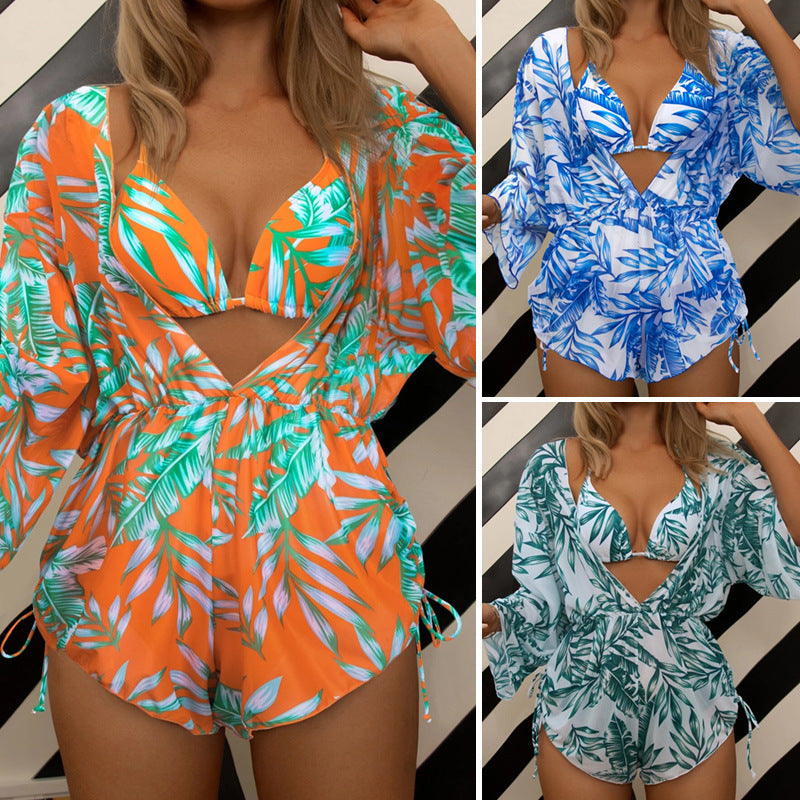 Damen Strandanzug mit floralem Design und lockerer Passform EB